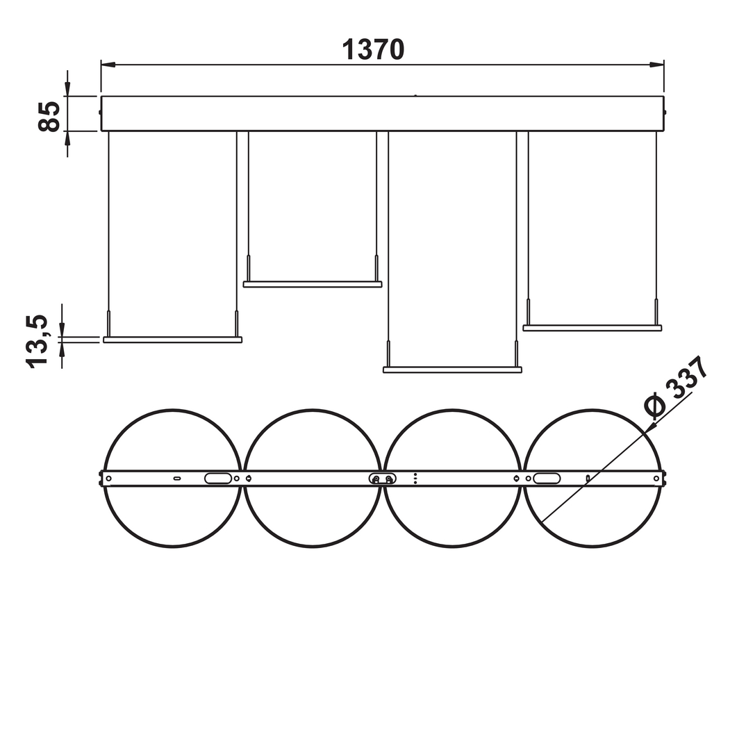 Plate 4 LED, Pendelleuchte, schwarz matt | hai-end