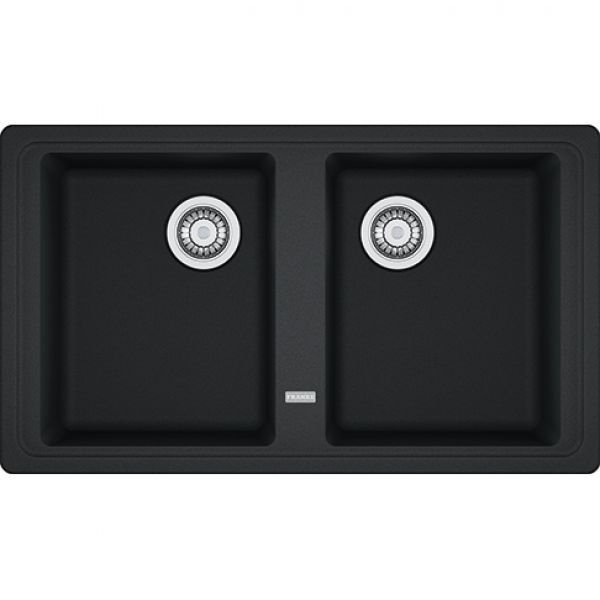 Franke BFG 620, 2x 860x500mm, 2 x Siebkorb als Drehknopfventil, mit rundem Ueberlauf, Onyx