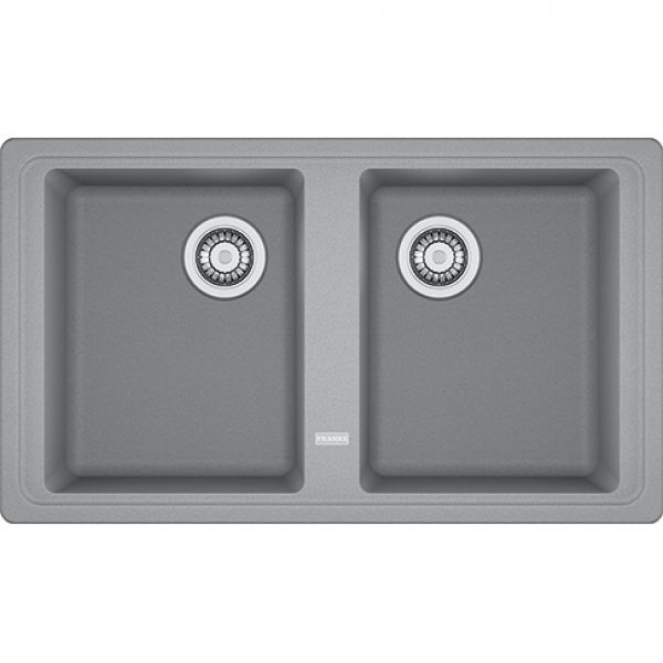 Franke BFG 620, 2x 860x500mm, 2 x Siebkorb als Drehknopfventil, mit rundem Ueberlauf, Steingrau