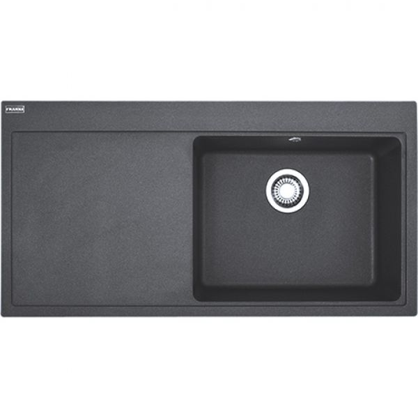 Franke MTG 611, 1000x515mm, Siebkorb als Druckknopfventil, mit verdecktem Ueberlauf, Tropfteil links, Onyx
