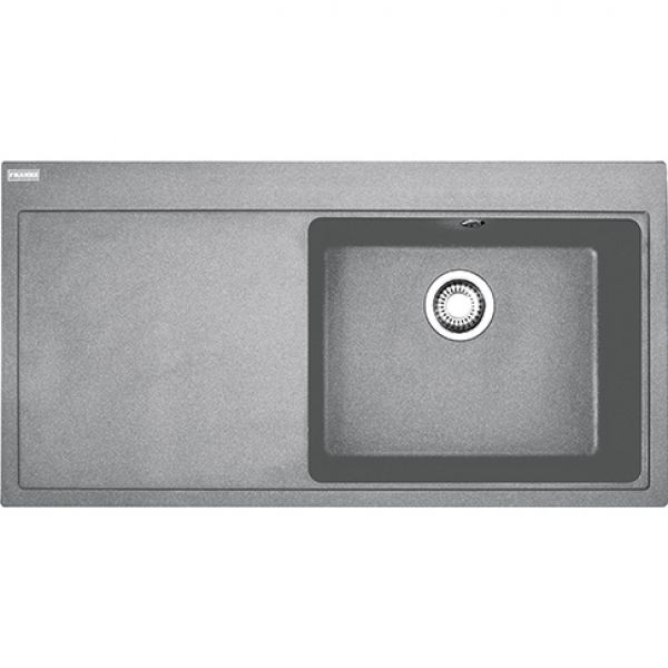 Franke MTG 611, 1000x515mm, Siebkorb als Druckknopfventil, mit verdecktem Ueberlauf, Tropfteil links, Steingrau