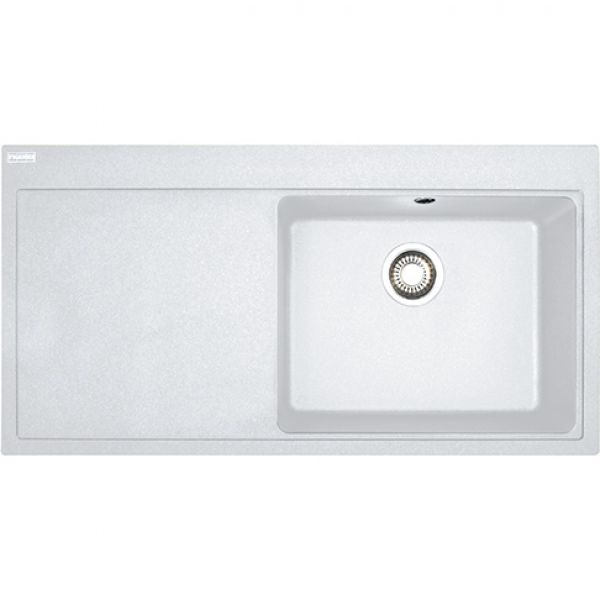 Franke MTG 611, 1000x515mm, Siebkorb als Druckknopfventil, mit verdecktem Ueberlauf, Tropfteil links, Glacier