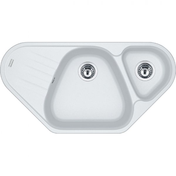 Franke AZG 661-E 960x500mm, 3 1/2", Drehknopf-Ventil, Becken rechts, runder Überlauf, Glacier
