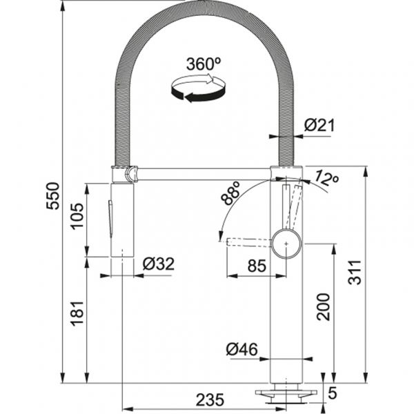 Franke Pescara XL Semi-Pro Seitenbedienung Hochdruck Edelstahl 115.0472.959