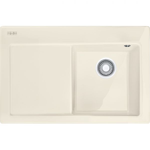 Franke MTK 611-78, 780x510mm, Siebkorb als Druckknopfventil, mit verdecktem Ueberlauf, Abtropfflaeche links, mit Ablaufgarnitur, 2 Batterieloecher, Ma