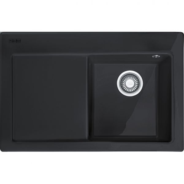 Franke MTK 611-78, 780x510mm, Siebkorb als Druckknopfventil, mit verdecktem Ueberlauf, Abtropfflaeche rechts, mit Ablaufgarnitur, 2 Batterieloecher, O