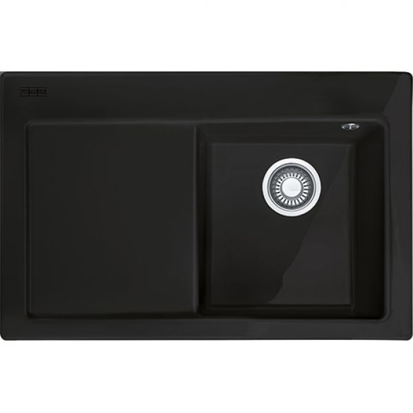 Franke MTK 611-78, 780x510mm, Siebkorb als Druckknopfventil, mit verdecktem Ueberlauf, Abtropfflaeche rechts, mit Ablaufgarnitur, 2 Batterieloecher, A