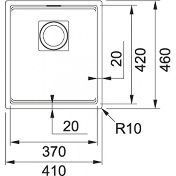 Franke KNG 110-37, 340x400mm, Siebkorb als Druckknopfventil, mit verdecktem Ueber- und Ablauf, inkl. Ablaufgarnitur, Steingrau