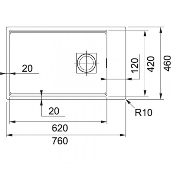 Franke KNG 110-62, 620x420mm, Siebkorb als Druckknopfventil, Steingrau