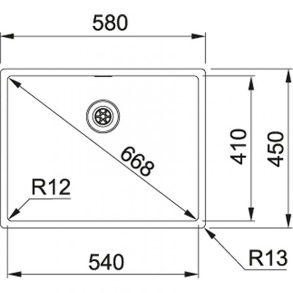 Franke BXX 210/110-54, Integral-Siebkorb als Stopfenventil, mit verdecktem Ueberlauf, ohne Tropfteil, ohne Batterieloch