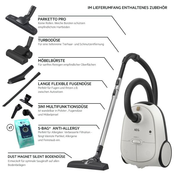 AEG AB61H6SW - Bodenstaubsauger - Shell White