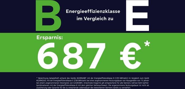 Siemens KG39NAIBT, Freistehende Kühl-Gefrier-Kombination mit Gefrierbereich unten