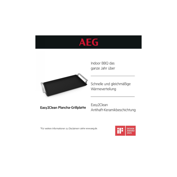 AEG A9HHPG11 - Zubehör - Schwarz Plancha Grill 2.0 mit Antihaft-Keramikbeschichtung