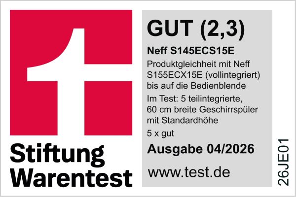 Neff S145ECS15E, Geschirrspüler integrierbar
