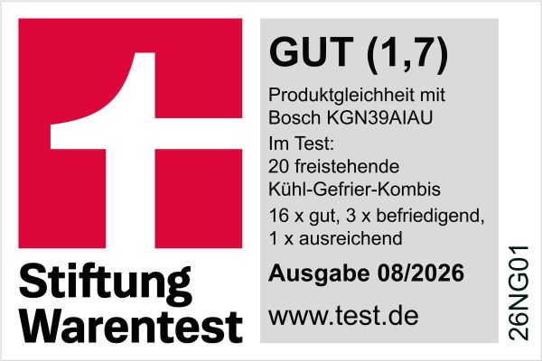 Siemens KG39NAIAU, Freistehende Kühl-Gefrier-Kombination mit Gefrierbereich unten