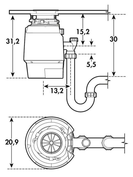 Premium 550 EC, Abfallzerkleinerer, anthrazit, H 312 mm