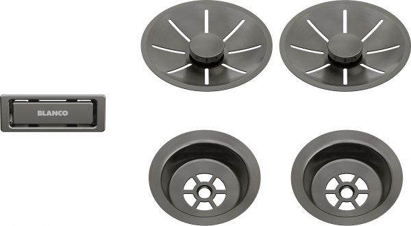 Blanco Ablauf-/Überlaufset für Doppelbecken satin dark steel 206901