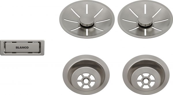 Blanco Ablauf-/Überlaufset für Doppelbecken satin platinum 207410