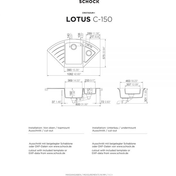 SCHOCK Spüle, Unterbau LOTC150UBRO