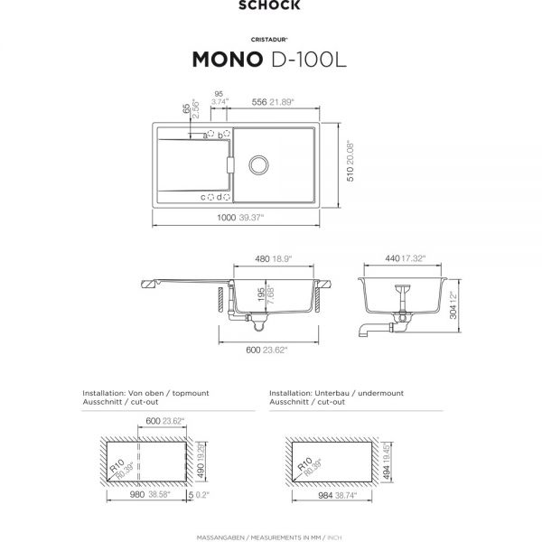 SCHOCK Spüle, Unterbau MOND100LUPUR