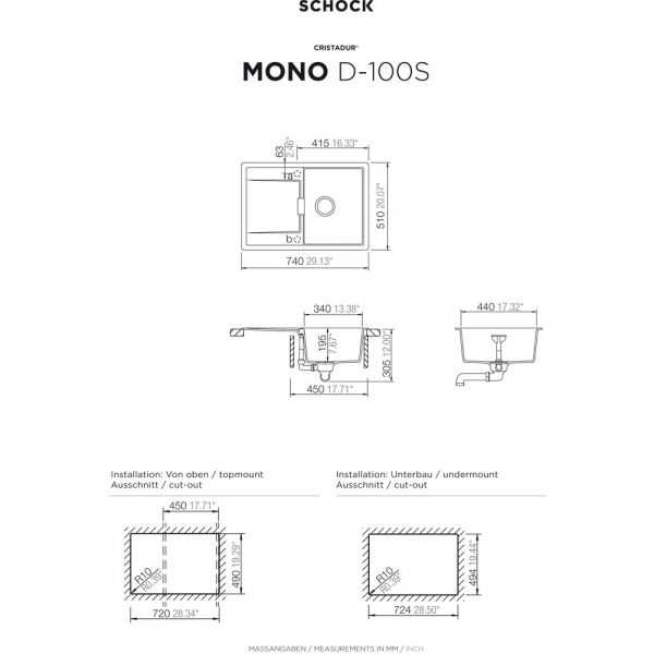 SCHOCK Spüle, Unterbau MOND100SUPUR
