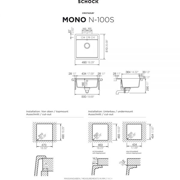 SCHOCK Spüle, Unterbau MONN100SUPUR