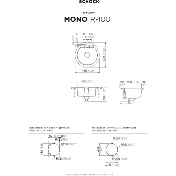 SCHOCK Spüle, Einbau von oben MONR100ASTO