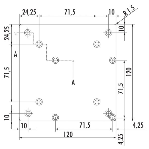 Rhodos Vierkantfuß Aluminium, Stützfuß, edelstahlfarbig, H 700 mm