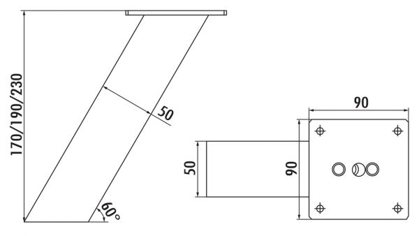 Kreta 1 schräg, Konsole, edelstahlfarbig, H 170 mm