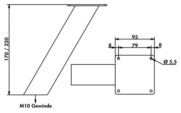 Typ 50, Konsole, edelstahlfarbig, H 170 mm