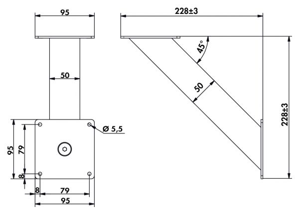 Typ 51, Konsole, Aluminium eloxiert, H 228 mm