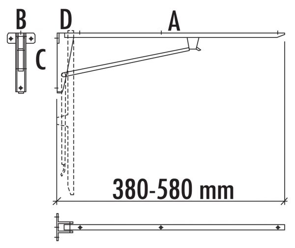 Klappkonsole, Konsole, A 480, B 82, C 152, D 50 mm