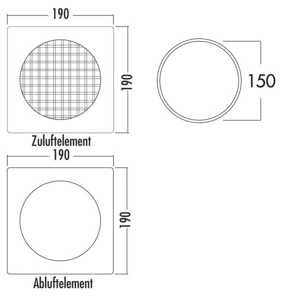 E-Klima A/Z 150 Ab- und Zuluft-Mauerkasten, Ab- und Zuluftmauerkasten