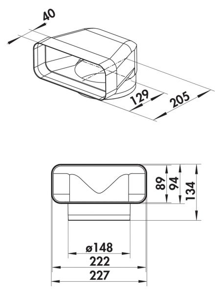 F-UR 150 Umlenkstück 90°, Verbindungselement, weiß