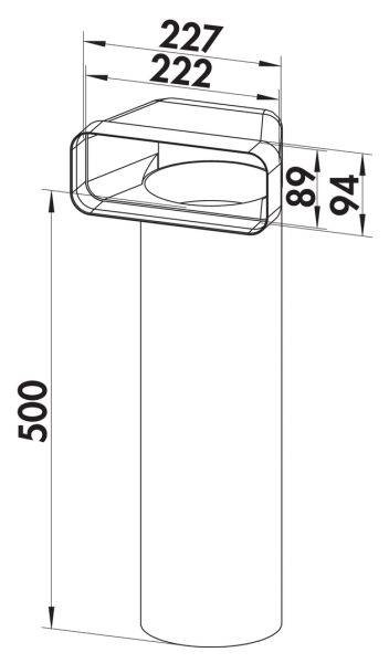 F-UR 150 Umlenkstück 90° mit Rundrohr, Verbindungselement, weiß, L 500 mm