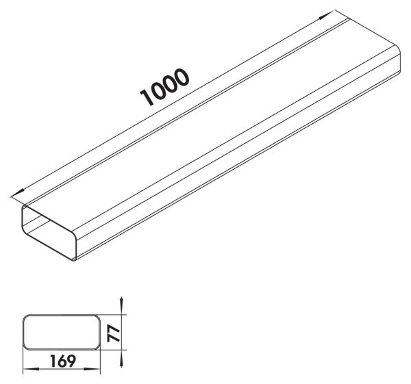 MF-VRO 125 Flachkanalrohr, Lüftungsrohr, weiß