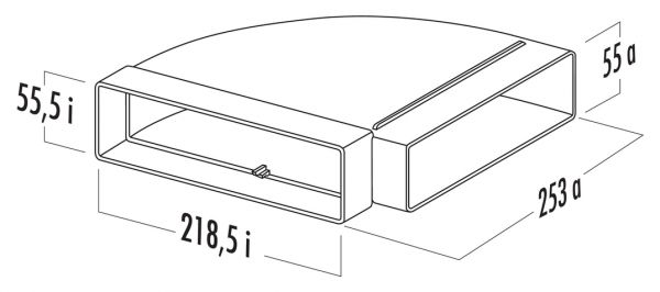 T-RBH 1 System 125 Breitkanalrohrbogen, Verbindungselement, weiß