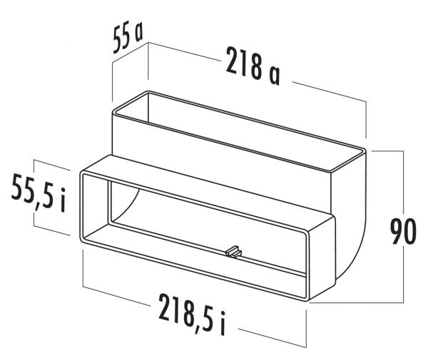 T-RBV 1 System 125 Breitkanalrohrbogen, Verbindungselement, weiß