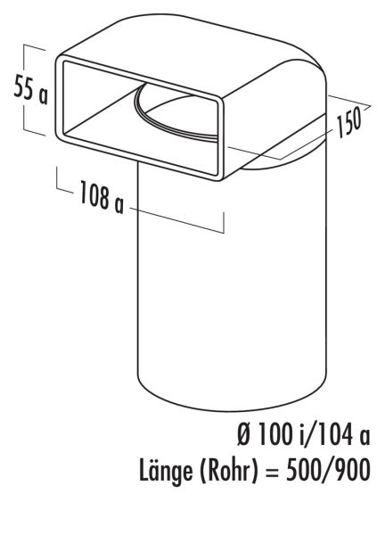 N-UR 100 Umlenkstück 90° mit Rundrohr, Verbindungselement, weiß, L 500 mm
