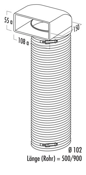N-URX 100 Umlenkstück 90° mit Flexschlauch, Verbindungselement, weiß, L 1000 mm
