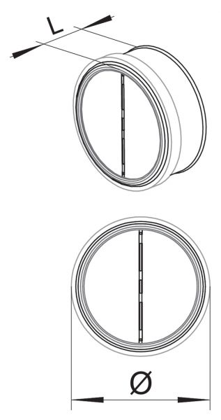 Rückstauklappe rund, Abluftzubehör, Ø 150 mm, L 62 mm 4043030