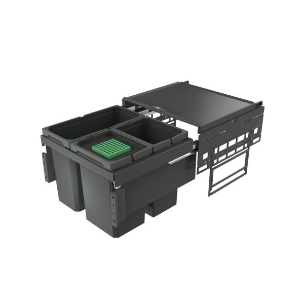 Cox® Base 360 S/500-3, Abfallsammler für Frontauszüge, mit Biodeckel, anthrazit, H 360 mm
