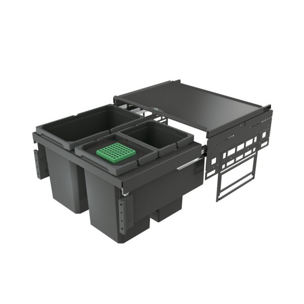 Cox® Base 360 S/600-3, Abfallsammler für Frontauszüge, mit Biodeckel, anthrazit, H 360 mm