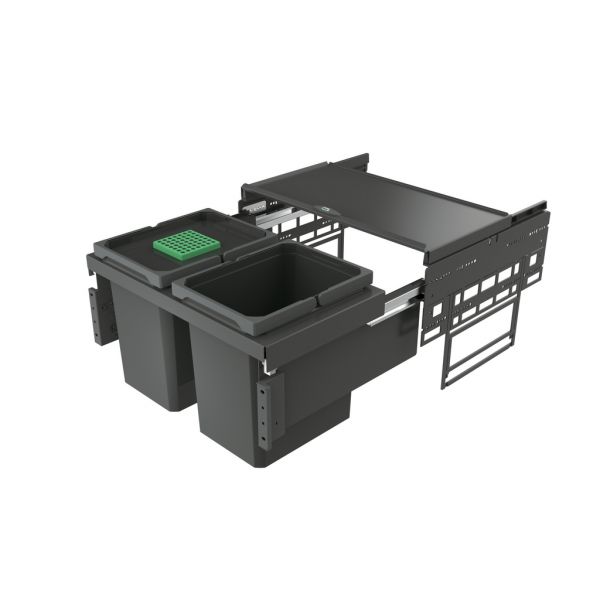 Cox® Base 360 K/600-2, Abfallsammler mit Frontauszugssystem, mit Biodeckel, anthrazit, H 360 mm