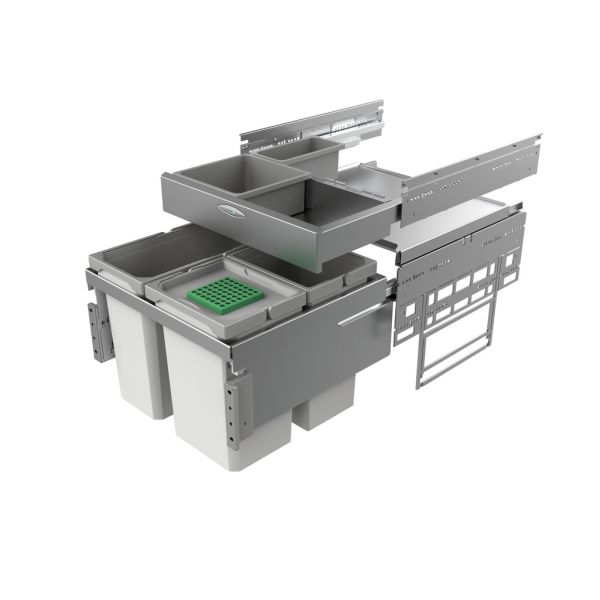 Cox® Base 360 S/500-3 mit Base-Board, Abfallsammler für Frontauszüge, mit Biodeckel, hellgrau, H 460 mm