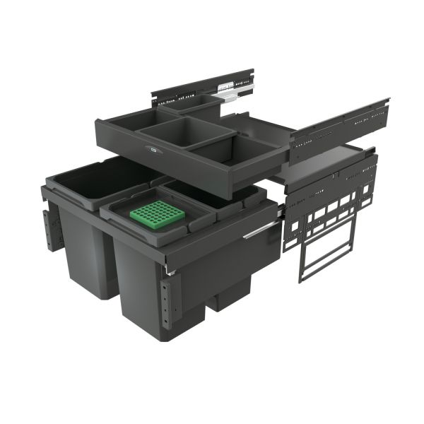Cox® Base 360 S/600-3 mit Base-Board, Abfallsammler mit Frontauszugssystem, mit Biodeckel, anthrazit, H 460 mm