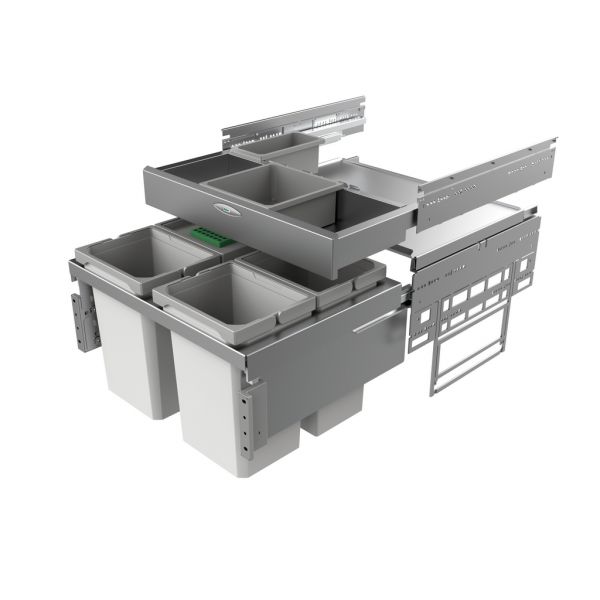 Cox® Base 360 S/600-4 mit Base-Board, Abfallsammler für Frontauszüge, mit Biodeckel, hellgrau, H 460 mm