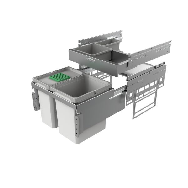 Cox® Base 360 K/500-2 mit Base-Board, Abfallsammler für Frontauszüge, mit Biodeckel, hellgrau, H 460 mm