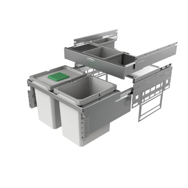 Cox® Base 360 K/600-2 mit Base-Board, Abfallsammler mit Frontauszugssystem, mit Biodeckel, hellgrau, H 460 mm