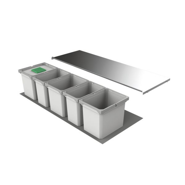 Cox® Box 275 K/1200-5, Abfallsammler für vorhandene Auszüge, mit Biodeckel, hellgrau